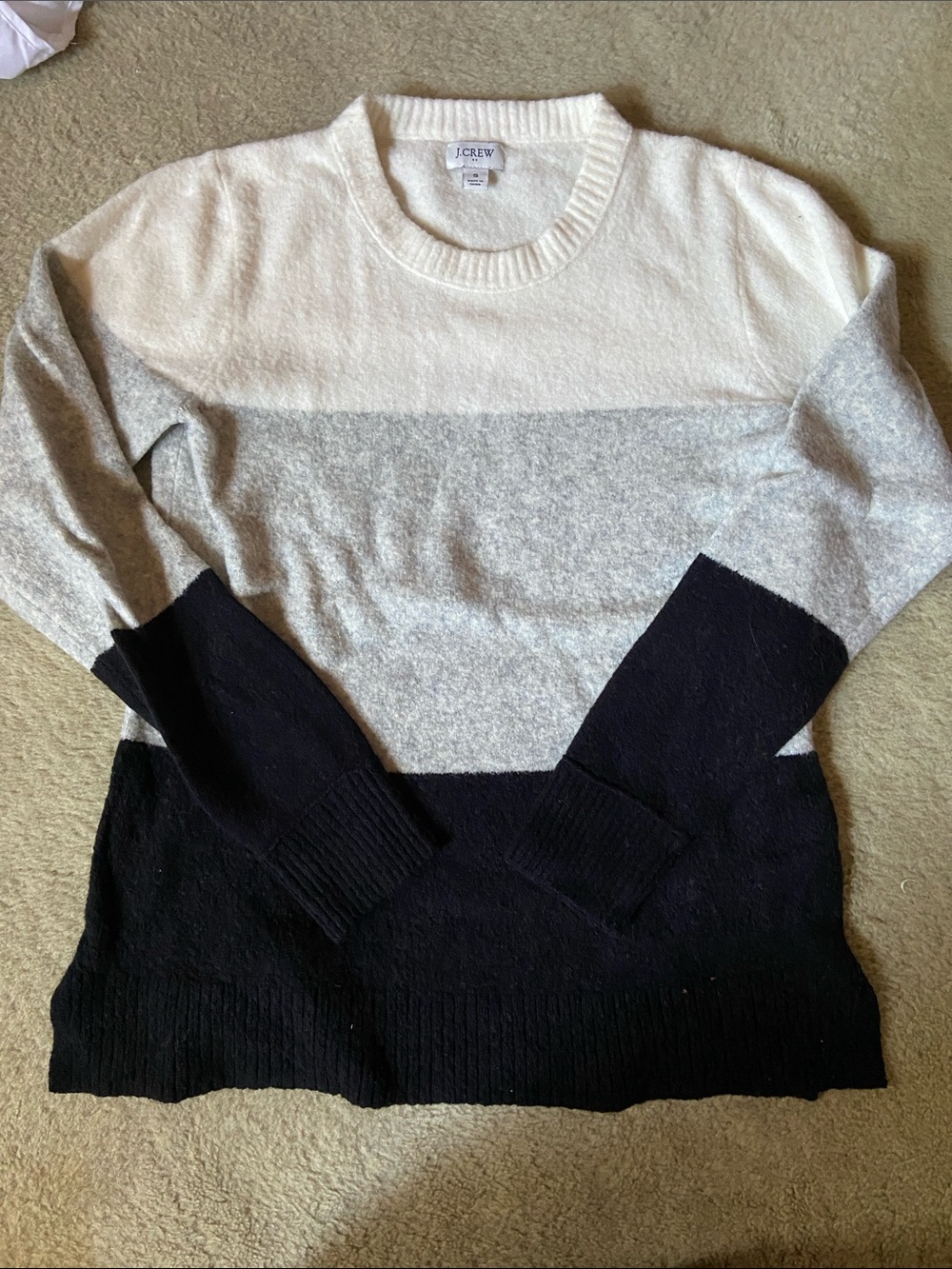 J. Crew Factory Colorblock Crewneck Sweater - White, Gray & Black